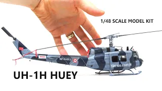 Painting Italeri UH-1H HUEY 1/48 Scale Helicopter Model Build - Easy Realistic Weathering Techniques