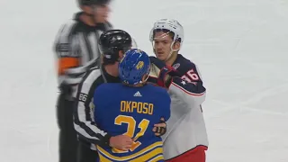 Kyle Okposo Tries To Drop The Gloves With Jack Roslivic, Official Interferes
