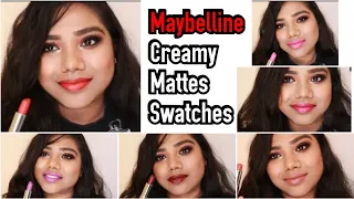MAYBELLINE Creamy Matte Lipsticks under 300 rupees swatches on Indian youtuber |Shamvi Krishna