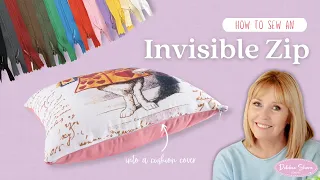 How to Sew invisible zips into cushion covers - two ways - by Debbie Shore