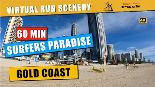 Virtual Run 60 min Surfers Paradise, Gold Coast, Australia | No Music | 4K