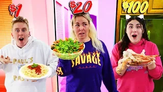 SURVIVING 24 HOURS ON A FOOD BUDGET! $1 vs $500 budget!