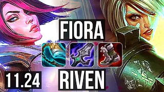 FIORA vs RIVEN (TOP) | 8 solo kills, Rank 7 Fiora, 400+ games, Dominating | EUW Challenger | 11.24