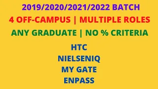 4 Off-Campus | 2022/2021/2020/2019 batch | Multiple roles | No % Criteria | ₹4-7 lpa