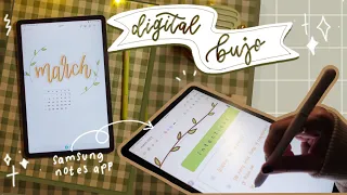 digital plan with me on my samsung S7🌱 || march 2023 bujo (free bujo kit n template!)