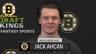 Jack Ahcan REACTS to First Career Goal | Bruins Postgame