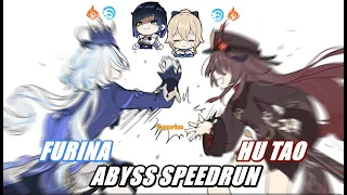 Hu Tao & Furina Combo is Strong! Abyss 4.2 Bot Half Speedrun 54s | Genshin Impact