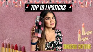 TOP 10 HIGH-END LIPSTICKS FOR ALL INDIAN SKIN-TONES | BROWN SKIN | Aditi Saraswat