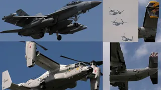 厚木基地 日米親善感謝デー展示機フライイン F/A18.E/A18.CMV22.MV22.C2.E2 Atsugi Wings of Spring