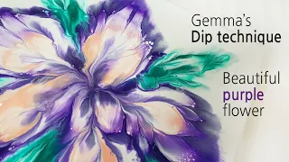 (150) Dip technique _ Beautiful purple flower _ No silicone oil _ Fluid acrylic  _ Designer Gemma77