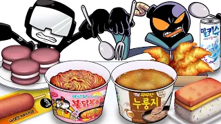 Mukbang Animation Korean convenience store food set Friday Night Funkin Tankman VS Whitty