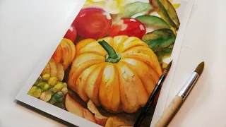 🎃Тыква акварелью/ Pumpkin in watercolor🎃