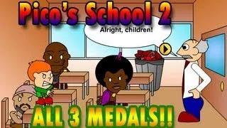 Pico's School 2 part Walkthrough, All 3 Medals - Picos School 2 New - New Funny Games