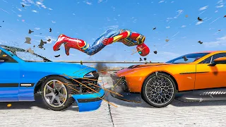 GTA 5 Iron Spiderman No Seatbelt Car Crashes - Spider-Man Ragdolls Compilation EP14