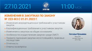 ИЗМЕНЕНИЯ В ЗАКУПКАХ ПО ЗАКОНУ № 223-ФЗ С 01.01.2022 Г.