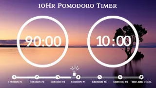 90 Minute Pomodoro Timer🌲Magic forest sound 📚10-Hour Study ⏱Pomodoro 90/10, 90 min x 6 sets