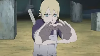 Inojin uses Mind Transfer Jutsu for the first time.