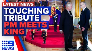 Queen’s grandchildren pay tribute, PM Albanese meets King Charles III | 9 News Australia