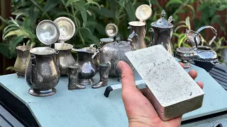 Melting silver plated items into ingots