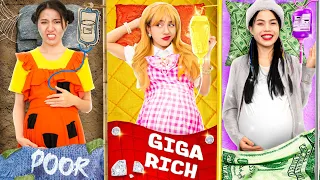 Poor Vs Rich Vs Giga Rich Pregnant In The Hospital - Funny Stories About Baby Doll Family