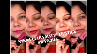 Nykaa Ultra Matte Lipstick Swatches I WITH & WITHOUT MAKEUP I Best shades for brown skintone #nykaa