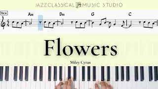 Flowers - Miley Cyrus | Piano Tutorial (EASY) | WITH Music Sheet | JCMS