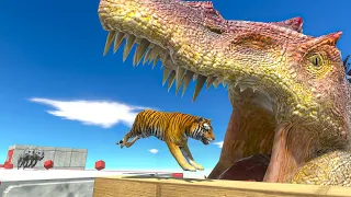 Escape from Quicksand and Spinosaurus Heads - Animal Revolt Battle Simulator