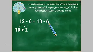 Математика, віднімання виду 12-3, задачі на дві дії