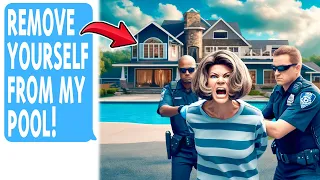 Entitled Karen Gets Kicked Out Of My Pool, Then Arrested When She Calls Cops To Remove Me