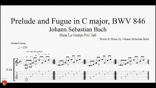 Johann Sebastian Bach - Prelude and Fugue in C major, BWV 846 - Guitar Tutorial + TAB