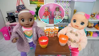 Baby Alive baby doll twins Evening Routine feeding and changing baby dolls