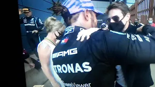 Tom Cruise Hugging and Joking With Lewis Hamilton After Lewis Wins The Silverstone GP