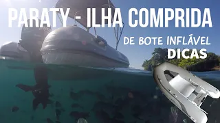 Bote Inflável motor 15 HP navegando em Paraty X Ilha Comprida