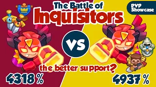 Which support is better for Inquisitor? Sword + Banner or KS + Trapper? Rush Royale