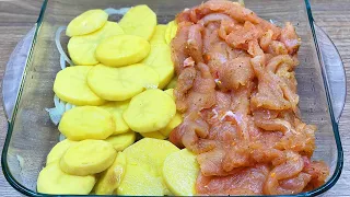 Potato casserole with chicken fillet and mushrooms! Recipe for an evening dinner!