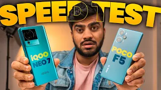 POCO F5 vs iQOO Neo 7 {SD 7+Gen 2 vs DM 8200} SPEED Test Comparison😡