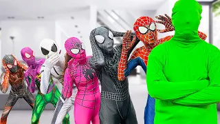 PRO 6 SPIDER-MAN Team || ALL SPIDER-MAN vs Mystery GREEN-MAN ??? ( Special Live Action )