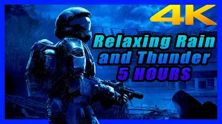 Halo 3 ODST 4K 60FPS Sad Music Theme with Rain and Thunder 5 HOURS