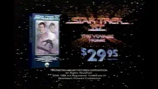 "Star Trek 4:The Voyage Home" video tape on sale promo, get it for 29.95. original cast included!