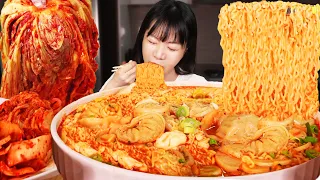 [면치기 레전드]새벽에 보면 안되는 영상ㅋㅋㅋ 10인분 대왕 떡만두 라면 먹방!!🔥ㅣ라면 리얼 먹방ㅣEat 7 Supersize Korean Spicy Ramen MUKBANG