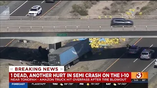 1 dead, another hurt in semi-truck crash on I-10 near Tonopah