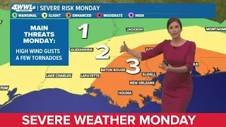 New Orleans Weather: Chance of severe weather, tornadoes Monday