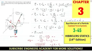 3-45 | Chapter 3: Equilibrium of a Particle | Hibbeler Statics 14th ed | Engineers Academy