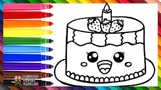 Dessiner et Colorier un Mignon Gâteau d'Anniversaire 🍓🍰🎂🌈 Dessins pour Enfants