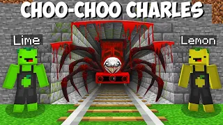 LEMON and LIME FOUND SCARY TRAIN TUNNEL WITH CHOO-CHOO CHARLES in minecraft ! SCARY TRAIN MOB !