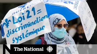 Protesters gather to oppose Quebec’s religious symbols ban on anniversary of Bill 21