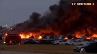 В масштабном пожаре сгорели 3,5 тысячи автомобилей