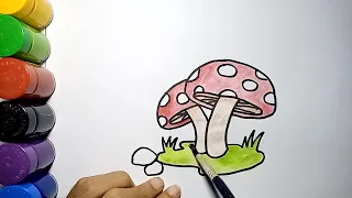 Inspirasi Menggambar Jamur Mudah | How to draw mushroom step by step