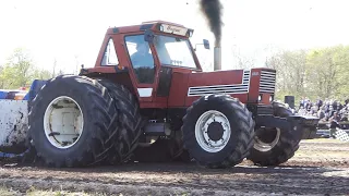 Fiat 1580 Turbo DT & Fiat 160-90 on duty in front of the sled during Tractor Pulling Event