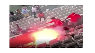 Man falling down the tribune at Cologne vs. Nice😶 #football #fight #shorts #viral